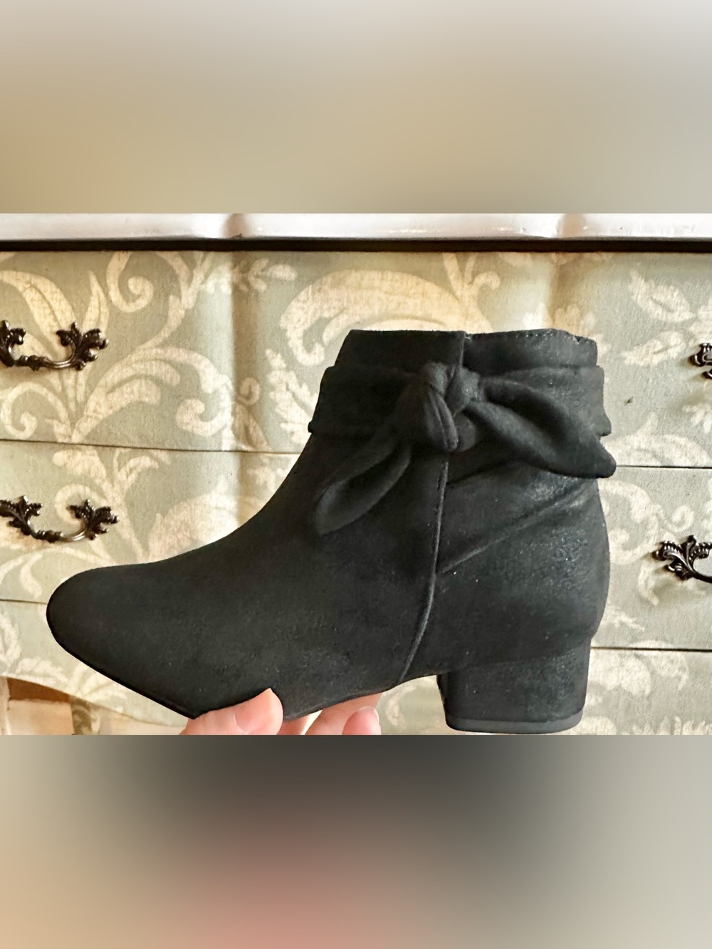 NWT COPPER KEY Tie-Accent Black Ankle Boots - GIRLS